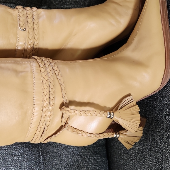 Versace Calfskin High Boots with Braided Ankle Ties 35 - Picture 3 of 16